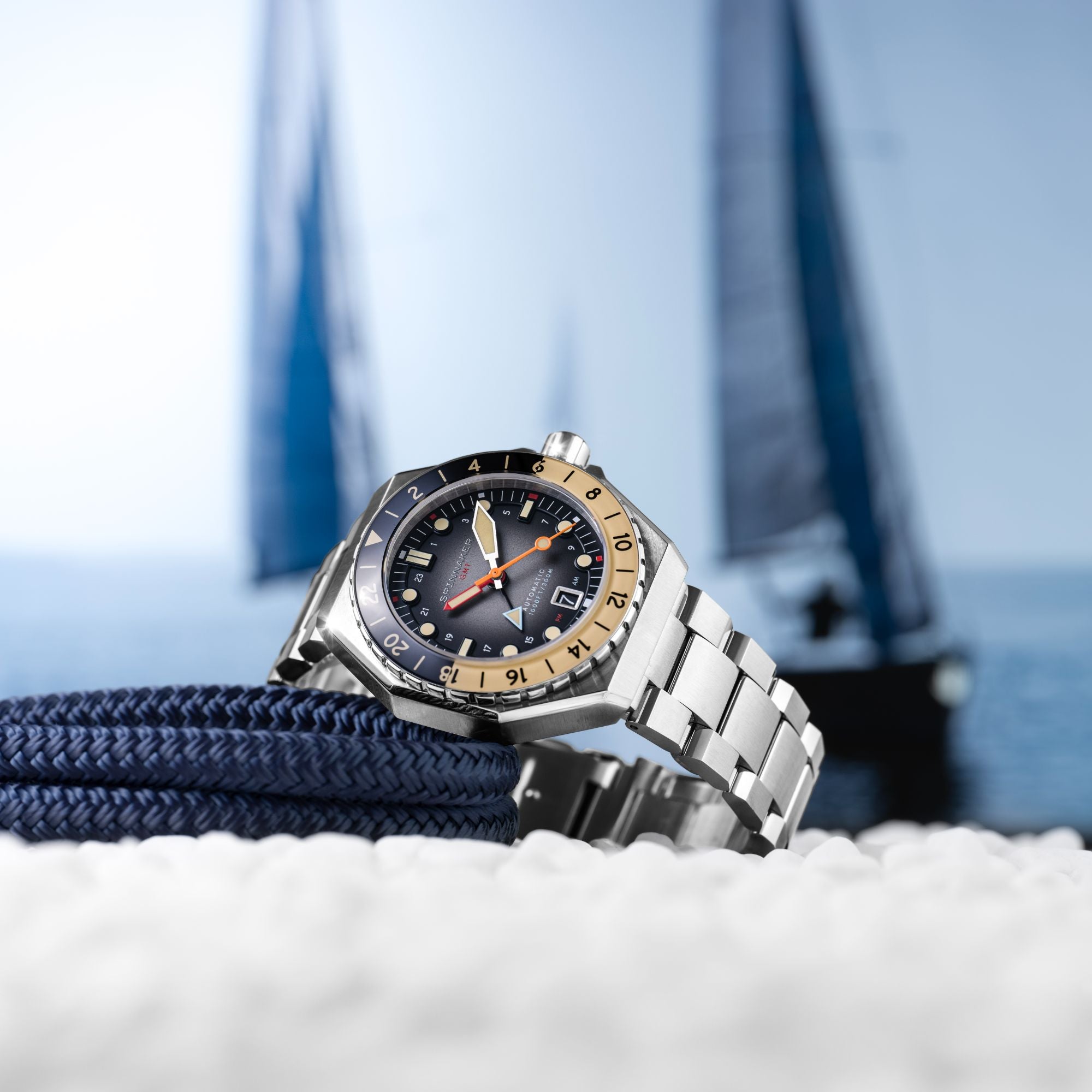 Reversed Grey Dumas GMT Automatic – Spinnaker Watches