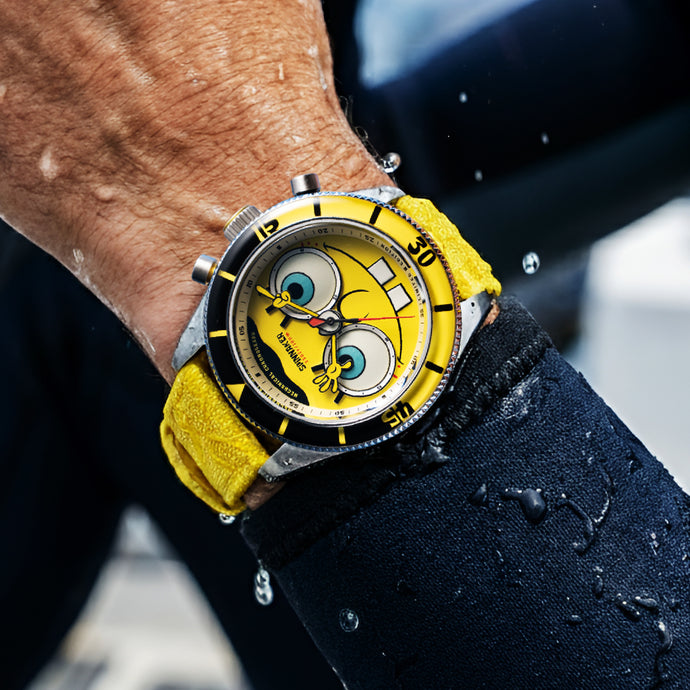 SpongeBob限定時計！世界中に400個！ スポンジ・ボブの目玉が回る！SPINNAKER（スピニカー）、メカクォーツ