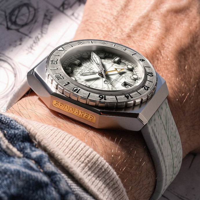 The 43mm Dumas case carries a Japanese automatic GMT movement.
